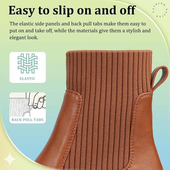 🆕 Womens Chelsea Platform Ankle Boots Brown PM PU+PVC – Stylish & Comfortable - Picture 6 of 7